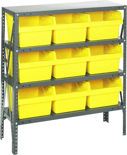 Miniatura 575 de Quantum QSBU-245BK Heavy Duty Shelving Unit with (7) Shelves and (24) QUS245 Black Bins for Garage Warehouse Storage Distribution 400 lb Load