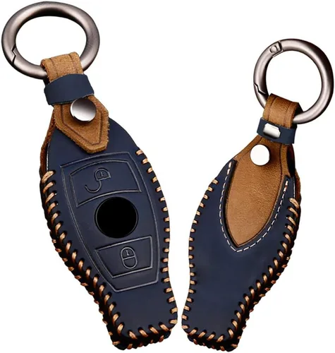 Miniatura 3 de ontto Funda de cuero para llavero Mercedes-Benz para Benz C CLA azul, Azul