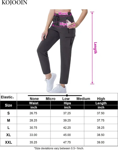 Miniatura 7 de KOJOOIN Womens Hiking Cargo Pants Lightweight Quick Dry with Pockets Joggers Pants Athletic Workout Casual Camping