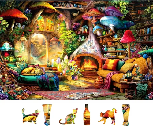 Miniatura 12 de Victorian House Sunset - Rompecabezas de 500 piezas para adultos, rompecabezas con flores de otoño y paisaje escénico, rompecabezas desafiantes Casa