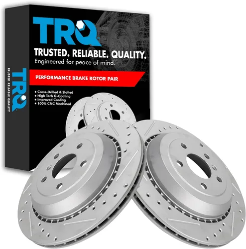 Miniatura 247 de TRQ Juego de rotores de freno de rendimiento trasero con revestimiento G premium compatible con Mazda 6 2014-2021