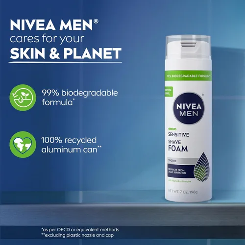 Miniatura 10 de NIVEA MEN - Espuma de afeitado sensible con vitamina E, extractos calmantes de manzanilla y hamamelis, paquete de 6 latas de 7 onzas