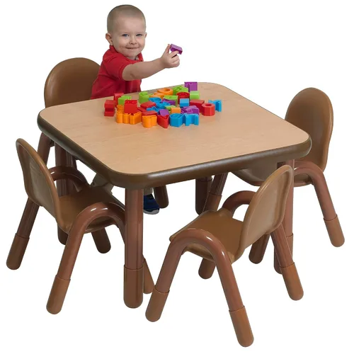 Miniatura 3 de Children's Factory Baseline - Juego de mesa y silla cuadrada de 30 pulgadas, madera natural
