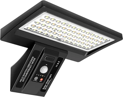 Miniatura 7 de Lámpara de pared solar para exteriores, 1050 lm IP65 impermeable tipo 2, lente óptica 104 LED, 3 modos de iluminación, luz de pared con sensor