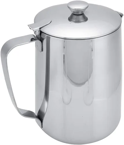 Miniatura 7 de Jarra de acero inoxidable de grado comercial para café, jarra de espuma de leche con tapa (11.8 fl oz)