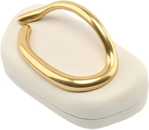Miniatura 4 de Bolsos de mano de acrílico de noche para mujer, bolsos de noche, bolso cruzado de piel sintética con acento ovalado dorado