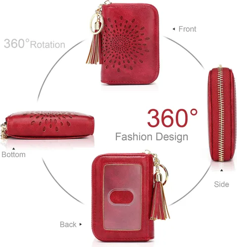 Miniatura 2 de APHISON RFID - Porta tarjeta de crédito con cremallera carteras pequeñas para mujer en cuero estilo girasol para mujer y niña caja de regalo 1927