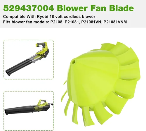 Miniatura 3 de JIOTAR 529437004 Ventilador de repuesto para ventilador Ryobi de 18 V, accesorio para soplador de hojas Ryobi 18V 529437003, P2108 P21081, P21081VN