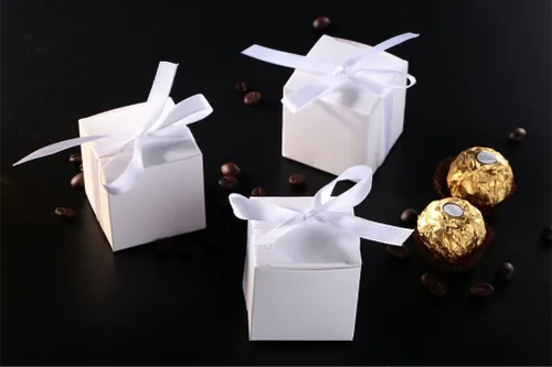 Miniatura 6 de Caja Awell de corazones y caja de 2" x 2" x 2" con moño Caja blanca con cinta blanca