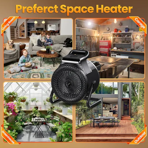 Miniatura 8 de Calentador de espacio para uso en interiores con control remoto, calentador portátil de 1500 W con termostato pantalla digital, protección contra