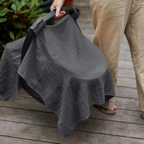 Miniatura 3 de Funda de asiento de automóvil para bebé, algodón orgánico, fundas de asiento de automóvil, funda de asiento de automóvil, toldo para asiento de Gris