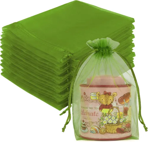 Miniatura 8 de Crweety 50 Piezas Bolsas de Organza Doradas de 3 x 4 Pulgadas, Pequeñas Bolsas de Regalo de Malla con Cordón para Favores de Boda, Despedida