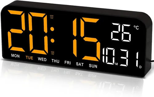 Miniatura 9 de JoFomp Reloj de pared digital con pantalla grande, relojes de pared LED de 9 pulgadas para decoración de sala de estar, reloj digital