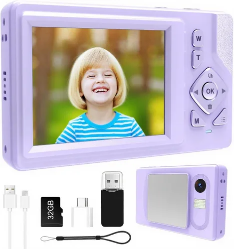 Miniatura 9 de Cámara digital para niños, adolescentes y principiantes – 48MP FHD 1080P, zoom digital 18X antivibración, LCD de 2.83 pulgadas + tarjeta de 32 GB