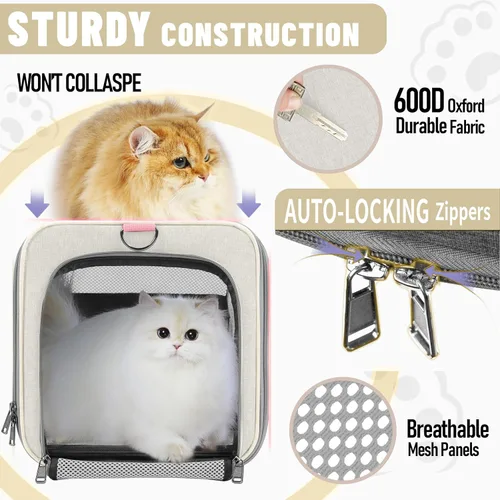 Miniatura 6 de GAPZER Transportador de mascotas para gatos grandes de 20 libras + / Transportín de lados suaves para perros pequeños de 12 libras, jaula de viaje