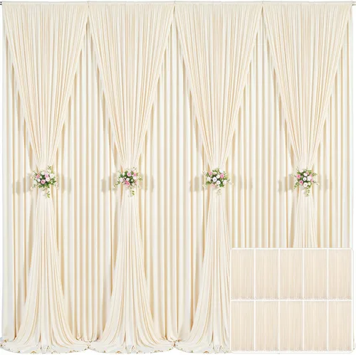 Miniatura 120 de Cortina de fondo beige de 10x10 para bodas y fiestas, cortina de fondo beige sin arrugas para fotos, cortinas de fondo para decoración de baby Gris