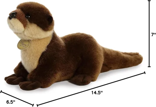 Miniatura 3 de Aurora® Adorable nutria de río de peluche Miyoni®, detalle realista, compañía entrañable, marrón, 11 pulgadas