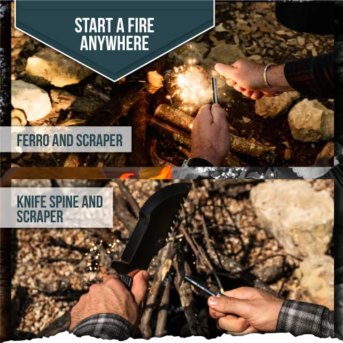 Miniatura 7 de Holtzman's Gorilla Survival Tracker Cuchillo de caza y campamento de hoja fija con iniciador de fuego y kit completo de supervivencia táctica