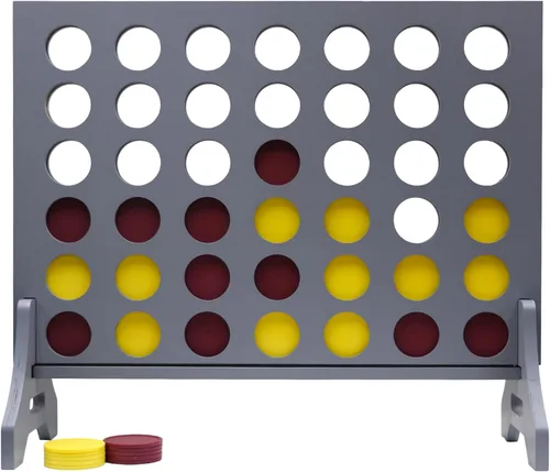 Miniatura 70 de Juego gigante 4 en una fila para familia y adultos – Tailgating Pros Jumbo de madera gris cuatro en una fila juego de patio para interiores