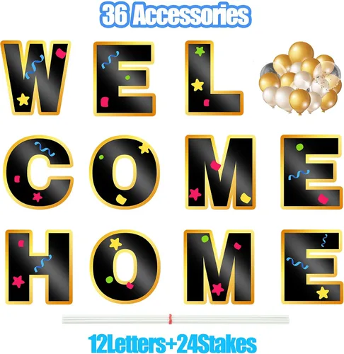 Miniatura 2 de Letrero de bienvenida a casa con estacas – Decoración de bienvenida al aire libre para el hogar adecuada para suministros de fiesta familiar – Juego