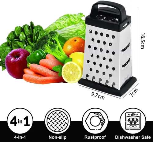 Miniatura 2 de Rallador de queso, rallador de caja de 4 lados, rallador de alimentos para queso, parmesano y verduras, apto para lavavajillas para cocina