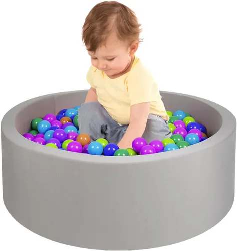 Miniatura 13 de Pozo de bolas de espuma para niños, alberca de bolas suaves para niños, piscina de bolas infantil, juguetes ideales para niños, 47 pulgadas gris