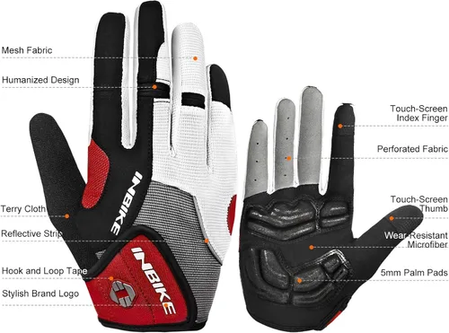 Miniatura 5 de INBIKE Guantes de bicicleta con pantalla táctil, guantes de bicicleta de montaña acolchados de gel para hombre