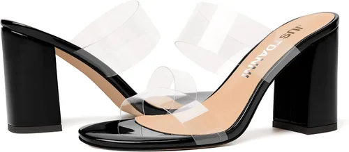 Miniatura 6 de JUSTDANNI Sandalias de tacón alto para mujer, con puntera redonda, de 3.3 pulgadas
