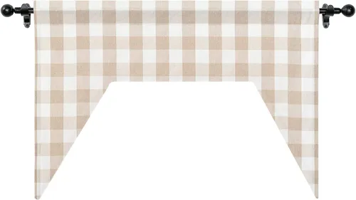 Miniatura 193 de Cenefas de cortina para ventana de 16 pulgadas de largo, 2 paneles de cuadros búfalo, cortinas pequeñas con bolsillo para barra, estilo clásico