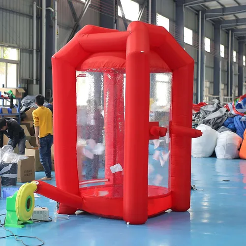 Miniatura 9 de SAYOK Cabina inflable de dinero con soplador de aire para eventos, promoción (rojo, 4.92 x 4.92 x 8.2 pies)