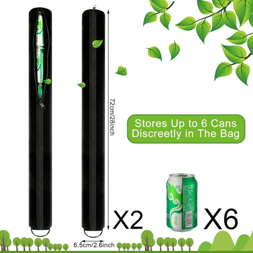 Miniatura 2 de 2 piezas de 6 latas aisladas con manga enfriadora de cerveza, tubo negro para golf, días de playa, picnic, viajes y más (estilo simple)