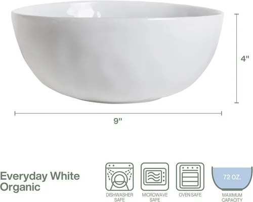 Miniatura 2 de Everyday White by Fitz and Floyd Organic Serve Bowl, 9 pulgadas, capacidad de 72 onzas líquidas, blanco