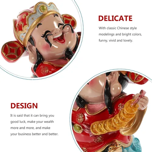 Miniatura 8 de BESPORTBLE CAI Shen - Estatua de Feng Shui, Dios de la riqueza, 2.5 x 3.5 pulgadas, adornos de resina de la suerte para sala de estar, dormitorio