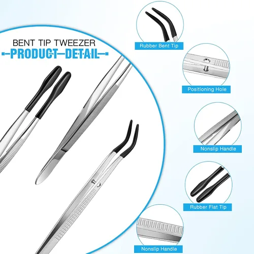 Miniatura 3 de 6 pinzas con punta de goma de PVC de acero inoxidable con revestimiento de goma, pinzas para joyería, pasatiempos industriales, manualidades