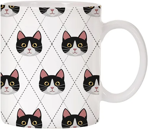 Miniatura 7 de Adorable Cat Breed Design Argyle Pattern Taza de café de cerámica (abisinian)