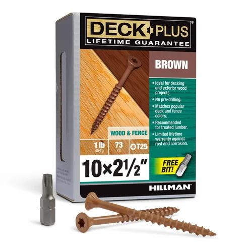 Miniatura 71 de Deck Plus Tornillos para Madera Exterior y Cercas con Revestimiento Epoxi de 2-1/2 Pulgadas #10 x 2-1/2" Torx/Star Drive Incluido Rosca Gruesa, Verde