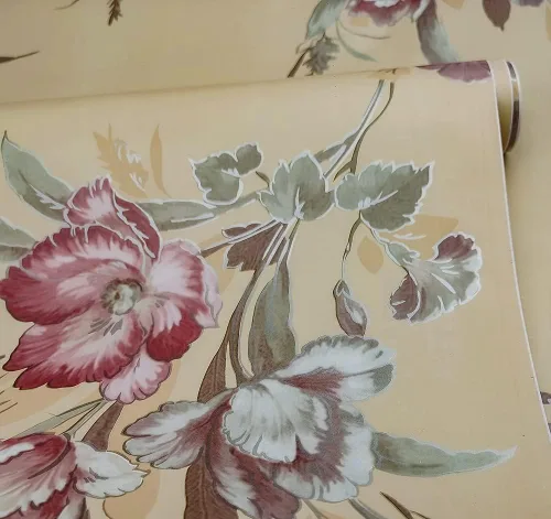Miniatura 7 de 8190-10M - Papel tapiz vintage para despegar y pegar, 17.7 pulgadas x 32.8 pies, flores beige, papel de contacto extraíble, autoadhesivo