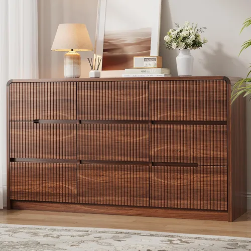 Miniatura 22 de OtterOasis Cómoda de madera negra para dormitorio, 5 cajones para almacenamiento de ropa, cómoda moderna con cajones anchos, cajones anchos