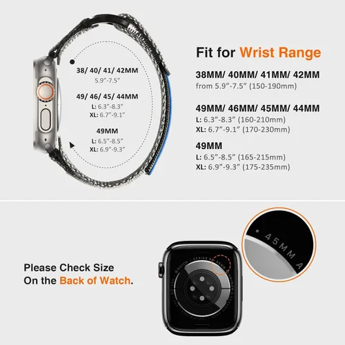 Miniatura 4 de ULTIMAL Compatible con Apple Watch Series 3/2/1 11/10/9/8/7/6/5/4/SE/SE2/SE3, Correa de nailón con bandera de estrellas y rayas tejida para hombres