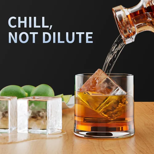 Miniatura 6 de Bandeja grande para cubitos de hielo para whisky: FDDBI Molde grande cuadrado para cubitos de hielo para cóctel - Paquete de 3 bandejas de silicona
