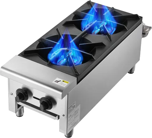 Miniatura 15 de VEVOR Estufa de Gas Comercial con 2 Quemadores, Estufa de Cocina de Encimera de Propano y Gas Natural, Placa Caliente de Gas de Acero Inoxidable