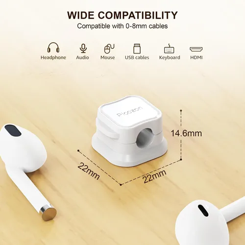 Miniatura 7 de Picozon - Paquete de 6 soportes magnéticos para cables, organizador de cables adhesivos Picozon para teléfono, cargador USB, organizador