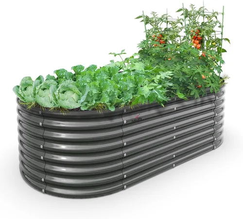 Miniatura 12 de A ANLEOLIFE Paquete de 2 camas de jardín elevadas galvanizadas de 3 pies x 24 pulgadas de alto para exteriores, jardinera redonda de metal