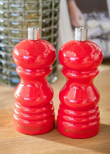 Miniatura 2 de MasterClass - Molinillo de pimienta o molinillo de sal con tapa intercambiable, plástico, rojo, 4.7 in