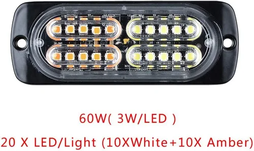 Miniatura 6 de Set 80 unids ámbar blanco 20-LED advertencia emergencia faro peligro intermitente luz estroboscópica coche camión remolque 12 V 24 V