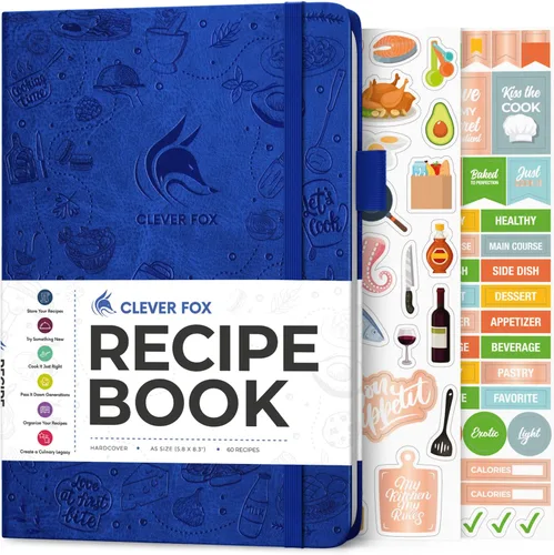 Miniatura 25 de Clever Fox Libro de recetas - Libro de cocina familiar en blanco - Diario de cocina vacío - Organizador de cuadernos para escribir recetas - Turquesa