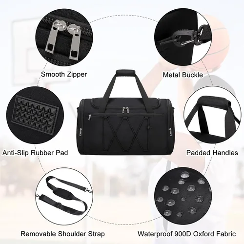 Miniatura 6 de Bolsa de lona para tenis para viajes, NEGRO-VERDE, Viajes