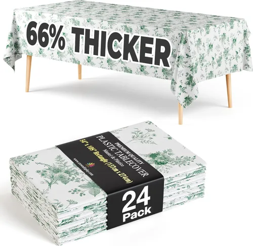 Miniatura 102 de Exquisite 66% Thicker Premium Plastic Table Cloth Rectangle Table Cover 0.5 Mil 6 Pack Aqua Table Cloth 54 Inch x 108 Inch Disposable Tablecloth