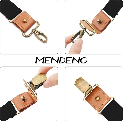 Miniatura 12 de MENDENG Tirantes de gancho giratorio de bronce vintage con 4 tirantes ajustables para hombre