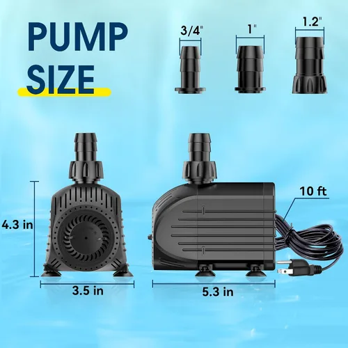 Miniatura 2 de NFESOLAR Bomba de agua sumergible de 880 GPH, bomba de fuente ultra silenciosa de 60 W con protección de combustión en seco de 9 pies de altura
